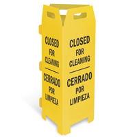 Bilingual Restroom Closed for Cleaning, Baño Cerrado por Limpieza Trifold Floor Sign