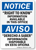 Bilingual Right To Know Information Sign