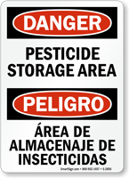 Bilingual OSHA Danger Pesticide Storage Area Sign