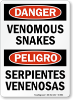 Bilingual Venomous Snakes Serpientes Venenosas Sign