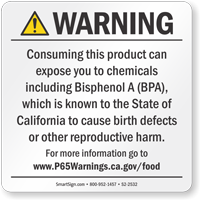 BPA Exposure Prop 65 Sign