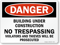 Building Under Construction Danger Sign