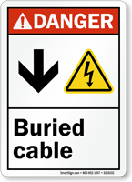 Buried Cable with Down Arrow Electric Shock Symbol Sign