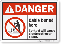 Cable Buried Here ANSI Danger Sign