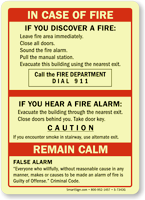 In Case Of Fire, Call Fire Department Sign