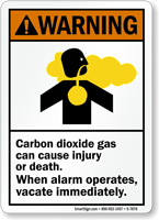 Carbon Dioxide Gas Can Cause Injury, Death Sign
