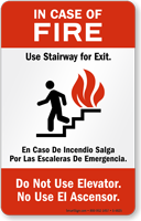 In-Case Of Fire Use Stairway For Exit Sign