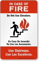 In Case Of Fire Do Not Use Elevators Sign