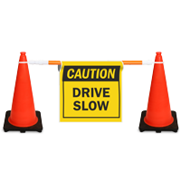 Drive Slowly Cone Bar Sign