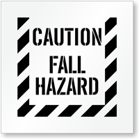 Caution, Fall Hazard Floor Stencil
