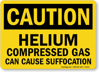 Caution Helium Compressed Gas Cause Suffocation Sign
