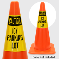 Caution Icy Parking Lot Cone Collar