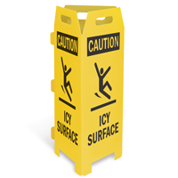 Caution: Icy Surface (with Graphic) Trifold Floor Sign