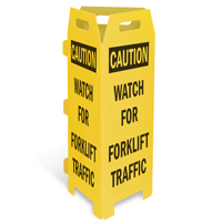 Caution: Watch for Forklift Traffic Trifold Floor Sign