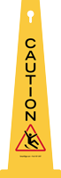 Caution (with slip graphic) 4 sided Safety Cone Sign