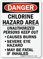 Danger Chlorine Hazard Area Fatal Sign