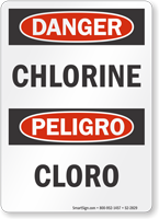 Chlorine Bilingual OSHA Danger Sign