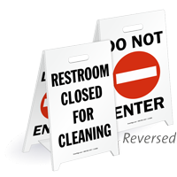 Restroom Closed For Cleaning Reversible Fold Ups Floor Sign