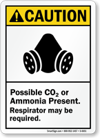 Possible Co2 Present Respirator May Required Caution Sign