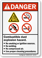Combustible Dust Explosion Hazard No Smoking Welding Sign