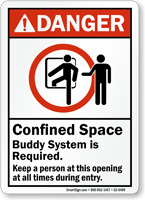 Confined Space Buddy System Required Danger Sign