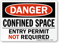 Confined Space Permit Not Required Sign