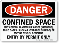 Confined Space May Contain Flammable Gases Danger Sign