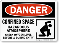 Confined Space Hazardous Atmosphere Check Oxygen Sign