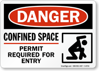 Danger: Confined Space Permit Required Sign