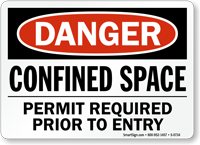 Confined Space Permit Required Prior Entry Sign