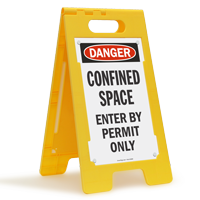 Danger Confined Space Enter By Permit Floor Sign