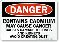 Contains Cadmium May Cause Cancer OSHA Danger Sign