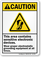 Area Contains Sensitive Electronic Devices Caution Sign