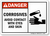 Danger Corrosives Avoid Contact Sign