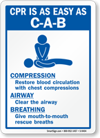 CPR Is C A B Compression, Airway, Breathing Sign