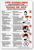 Bilingual CPR Guidelines Adults Children 8+ Years Sign