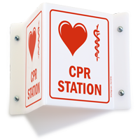 CPR Station Sign with Medical Symbol Projecting Sign