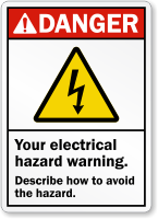 Personalized ANSI Electrical Hazard Warning Sign