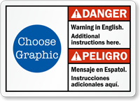 Custom Bilingual ANSI Danger Peligro Warning Sign
