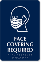 Custom Face Covering Required Braille Sign