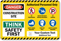 Custom Horizontal Authorized Personnel Only Combination Construction Sign 