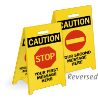 Personalized Caution Reversible Fold-Ups Floor Sign