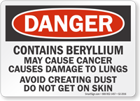 Danger Beryllium Cancer Lung Hazard Sign