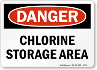 Chlorine Storage Area OSHA Danger Sign