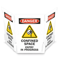 Danger: Confined Space Entry in Progress (with Symbol) Interlocking Barricade Sign