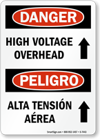 High Voltage Overhead Bilingual Sign