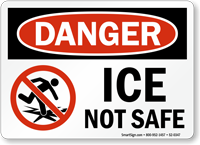 Danger Ice Not Safe Danger Sign With Graphic