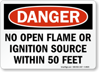 OSHA Danger No Open Flame Or Ignition Sign