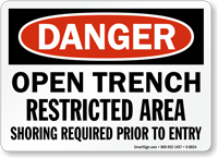 Open Trench Restricted Area Sign