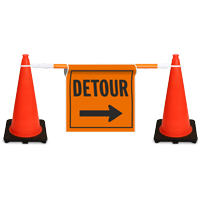Detour Cone Bar Sign for Left Turn
